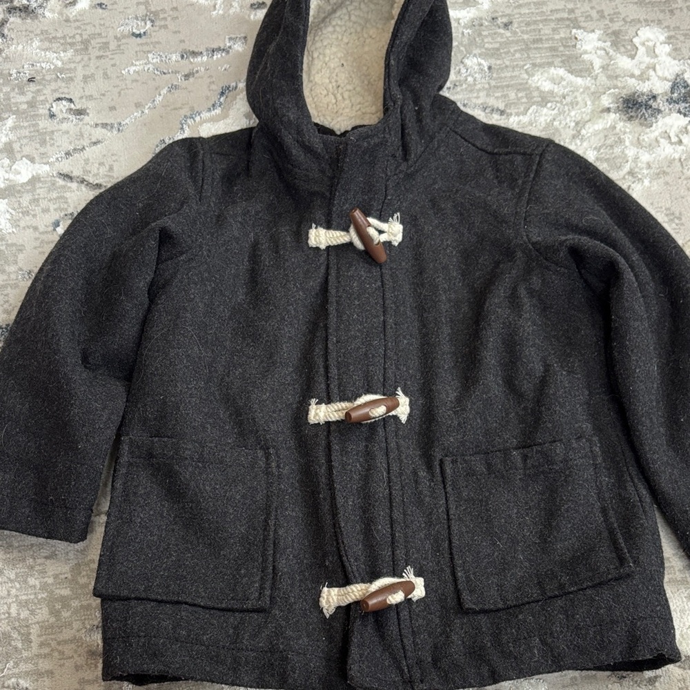 Old Navy Wool Sherpla Dark Gray Boys Kids Pea Coat sz 4T